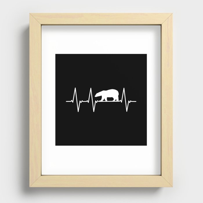 Heartbeat polar bear polar bear favorite animal Recessed Framed Print