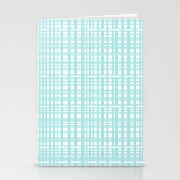 Woven Plaid Pattern in Pale Teal Blue Stationery Cards