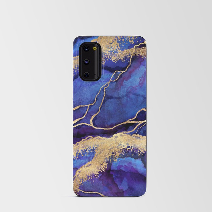 Royal Blue + Violet + Gold Abstract Shoreline Android Card Case