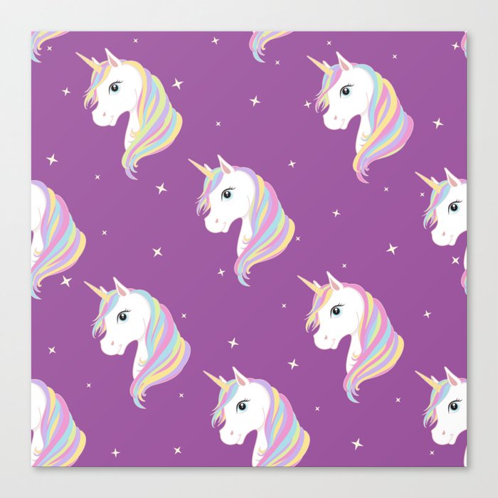 Purple Unicorn Pattern Canvas Print
