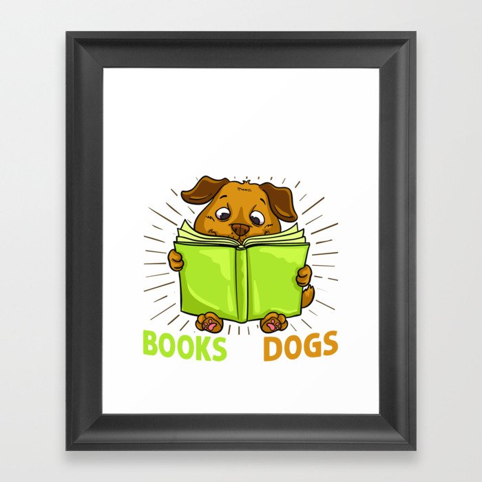 Book Dog Reading Bookworm Librarian Reader Framed Art Print