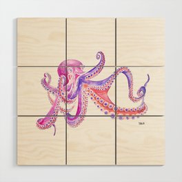 Octopus Poulpe Pieuvre Violet Pink Rose Wood Wall Art