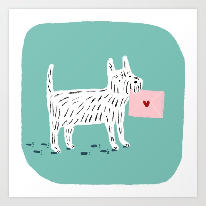 White Terrier Sending Love Art Print