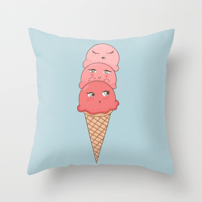 3 scoops of ice cream Throw Pillow by dandash Society6