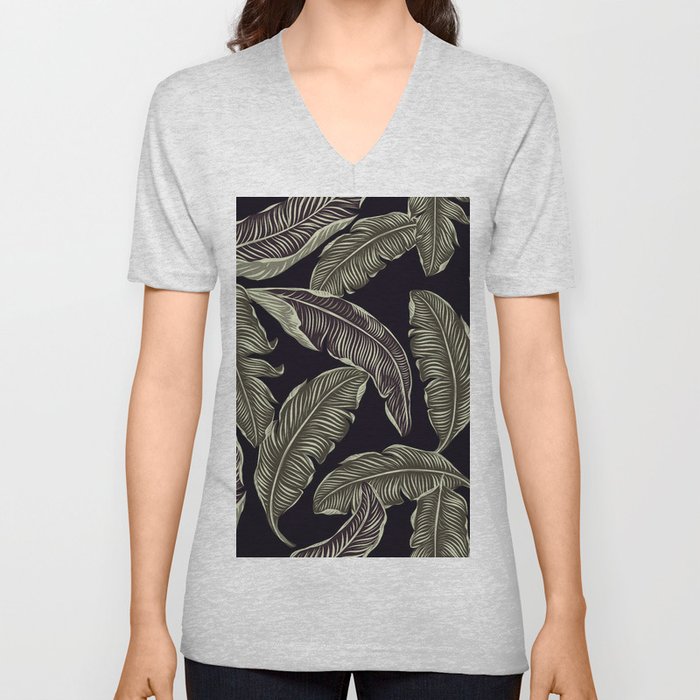palm leaves black V Neck T Shirt