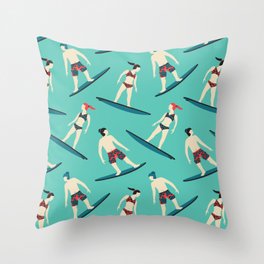 STOKED and SURFER DUDE Surfing Pattern and Apparel Throw Pillow