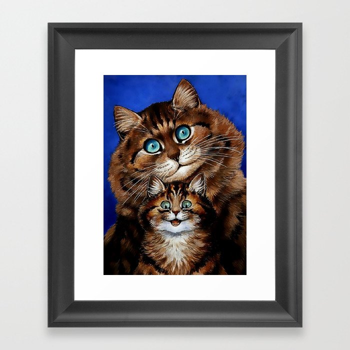 “Mother and Child” by Louis Wain Framed Art Print