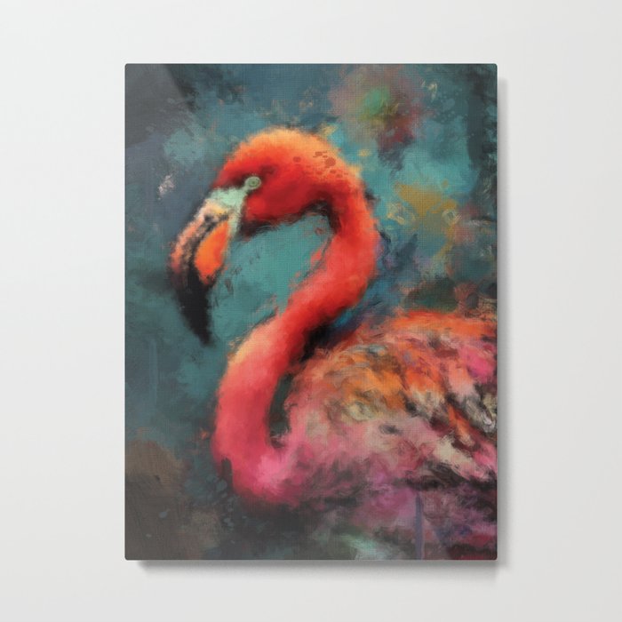 Abstract Flamingo Digital Painting Metal Print