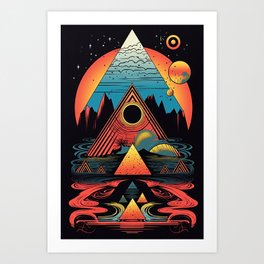 80s Abstract Retro Triangles Art Print