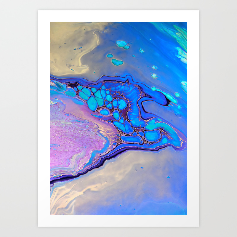Slow Down Purple Ultra Violet And Blue Fluid Pour Painting