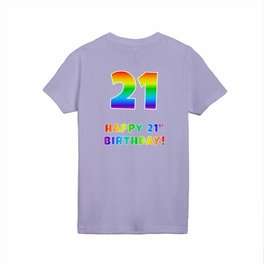 [ Thumbnail: HAPPY 21ST BIRTHDAY - Multicolored Rainbow Spectrum Gradient Kids T Shirt Kids T-Shirt ]