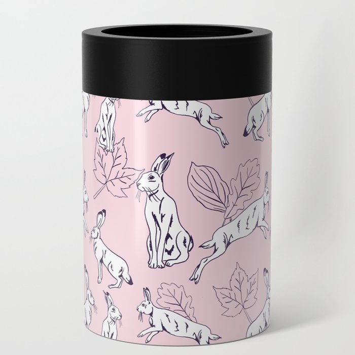 White hare on pink background  Can Cooler
