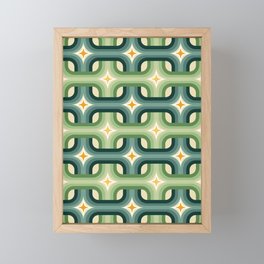Retro chain pattern teal Framed Mini Art Print