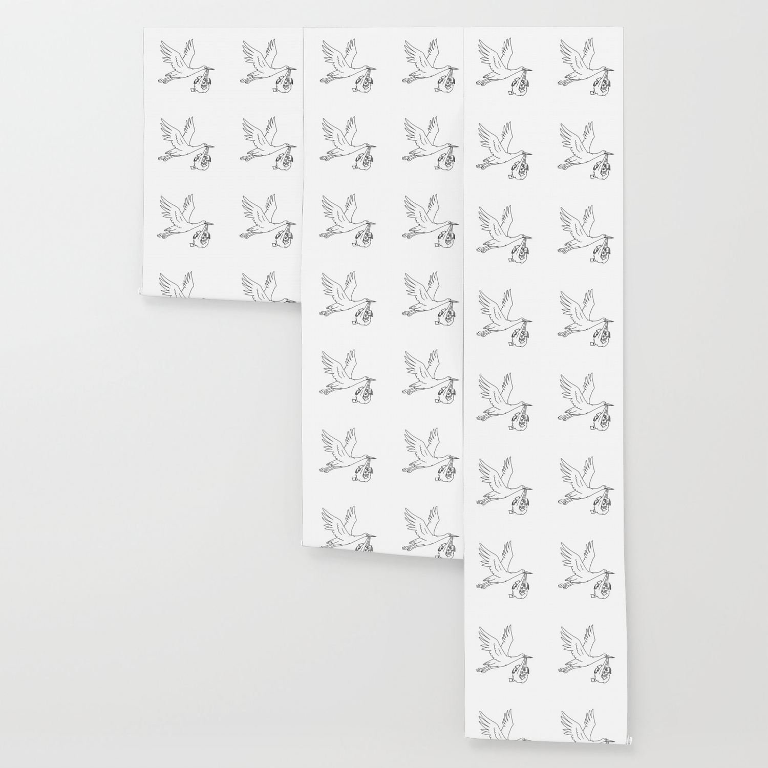 Stork Delivering Money Bag Drawing Wallpaper By Patrimonio Society6