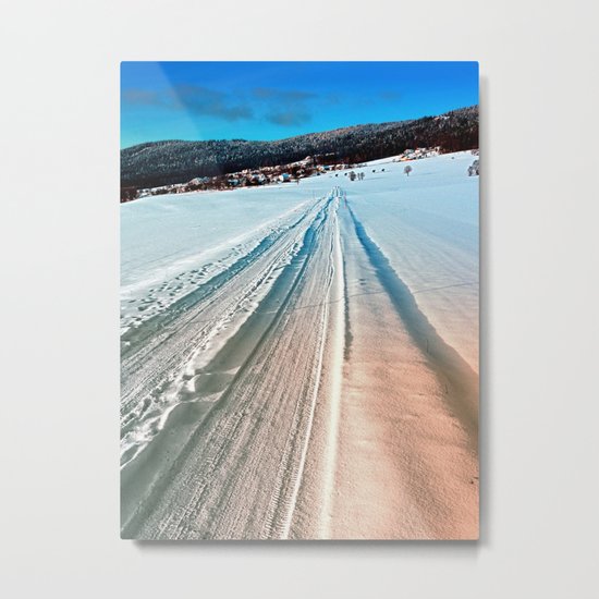 Winter road into the mountains Metal Print