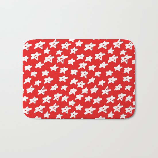 Stars on red background Bath Mat