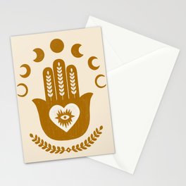 Hamsa & Moon Phases - Gold Stationery Card