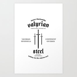 Valyrian Steel Art Print | Digital, Typography, Graphicdesign, Pattern, Vector, Black And White, Tv, Modern 