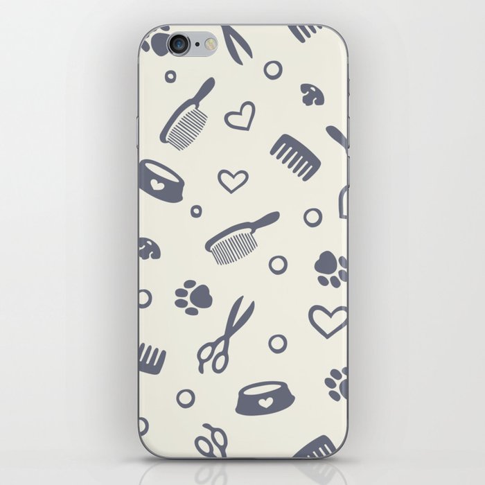 Gray Pet Hairdresser Tools on Cream Off-White iPhone Skin
