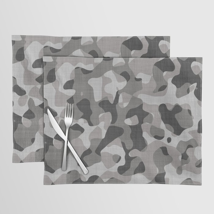 Black And White Camouflage Military Pattern Placemat