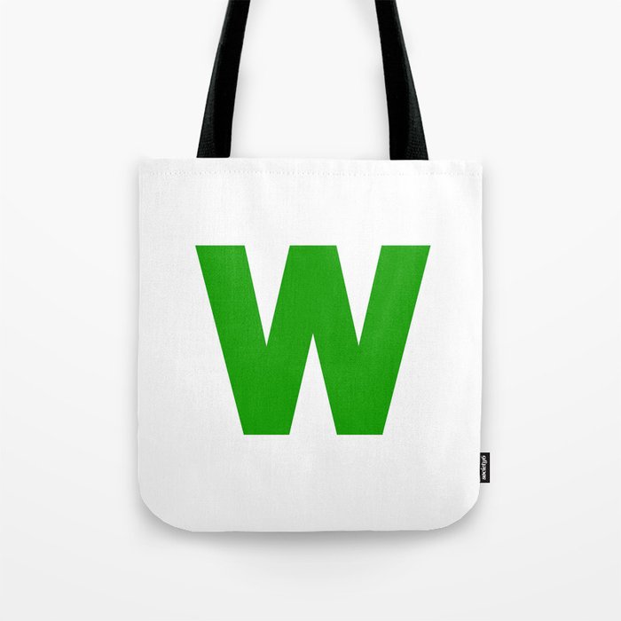 letter W (Green & White) Tote Bag