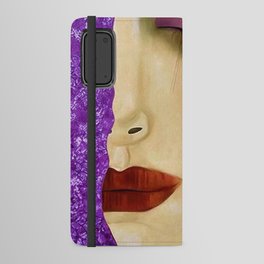 Amethyst Sapphire Golden Tears Freya's Heartache alternate purple female portrait painting by Gustav Klimt Art Print Android Wallet Case