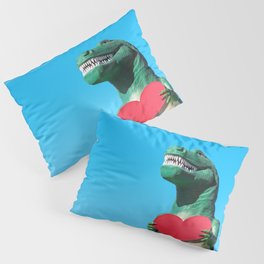 Tyrannosaurus Rex with Red Paper Heart Pillow Sham