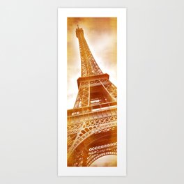EIFFEL TOWER Classical red golden style | panorama Art Print