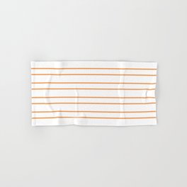[ Thumbnail: White & Brown Colored Lines/Stripes Pattern Hand & Bath Towel ]