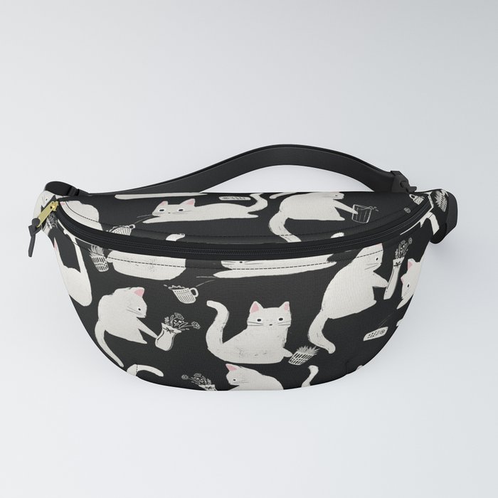 Bad Cats Knocking Things Over, Black & White Fanny Pack