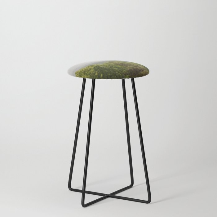 Scottish Highlands Tree Scape and Misty Mountains Counter Stool