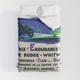 1923 original blue Grand Prix D'endurance De 24 Heures / Coupe Rudge - Whitworth Le mans grand prix racing automobile advertising advertisement vintage poster Duvet Cover