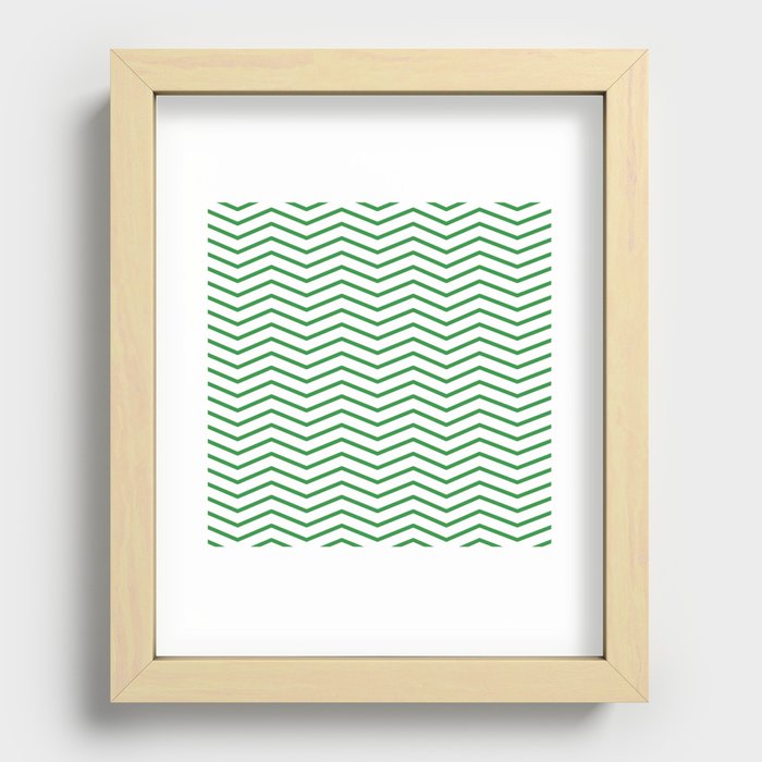 green zig zag lines Recessed Framed Print