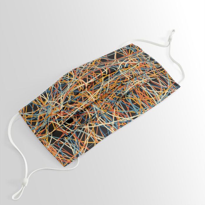 Colorful Abstract Lines - Classic Minimal Retro Summer Style Stripes Face Mask