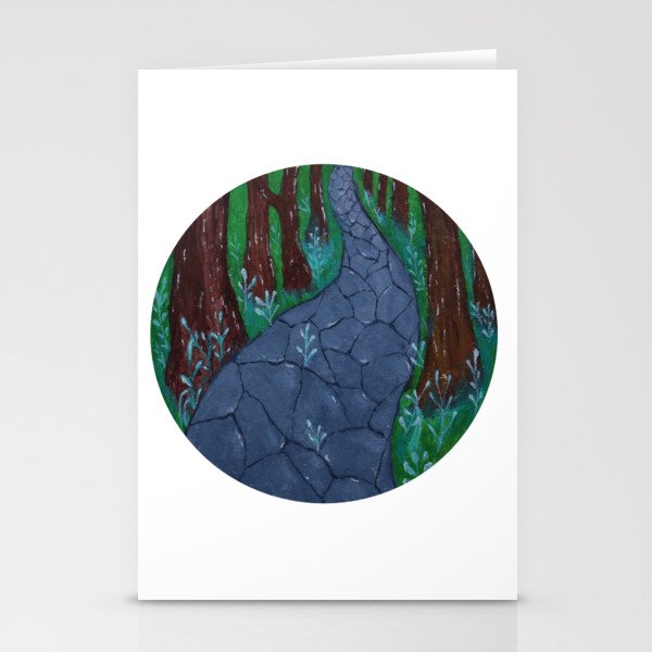 Forest Foliage Acrylic Nature Painting Stationery Cards By