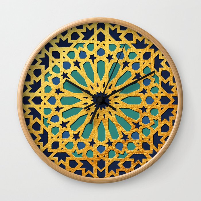 -A1_2- Golden Original Traditional Moroccan Artwork. Wall Clock