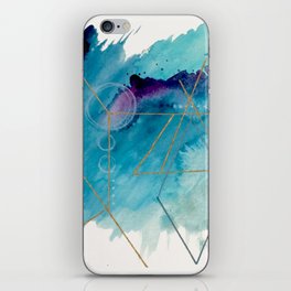 Galaxy Series 1 - a blue and gold abstract mixed media set iPhone Skin