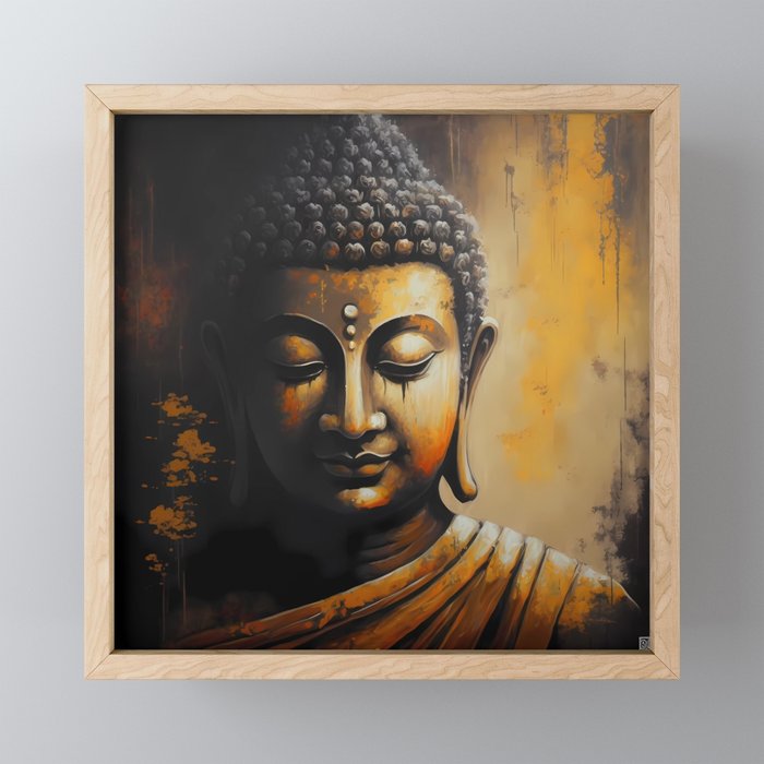 Serenity in Rich Hues buddha portrait zen art Framed Mini Art Print