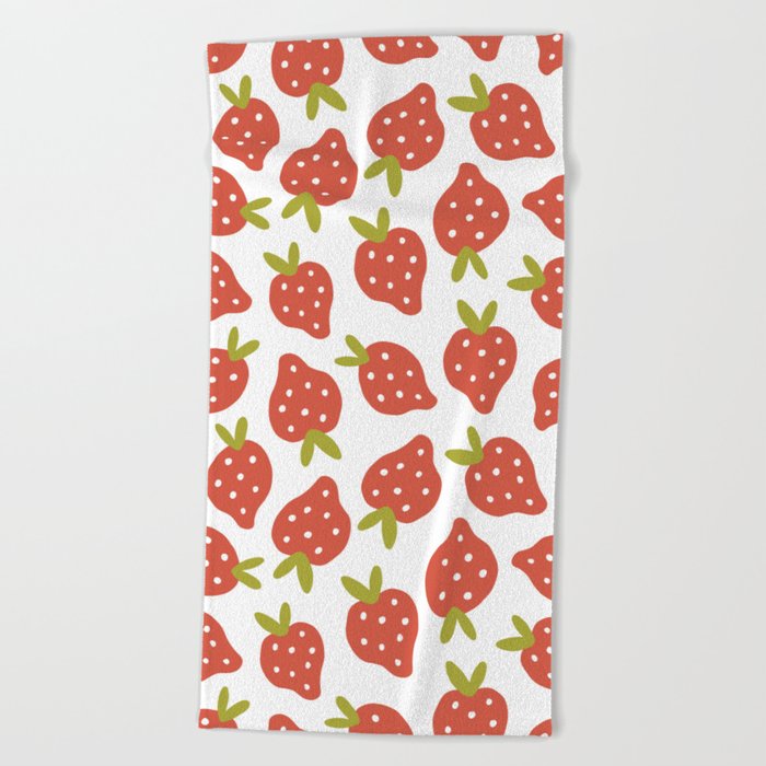 Sweet Strawberries Pattern Beach Towel