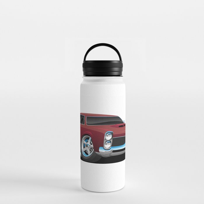 Classic American Muscle Car Cartoon Water Bottle by hobrath Society6