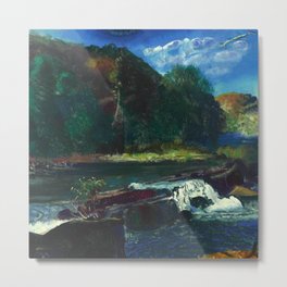 George Wesley Bellows "Mill Dam" Metal Print | Painting, Milldam, Mill, American, Bellows, Forest, Landscape, River, Georgebellows 