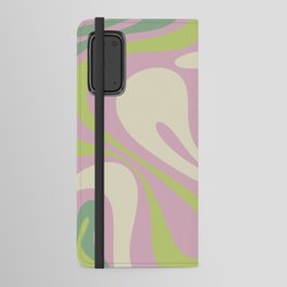 Mod Swirl Retro Abstract Pattern in Soft Pastel Lavender Pink Lime Green Cream Android Wallet Case