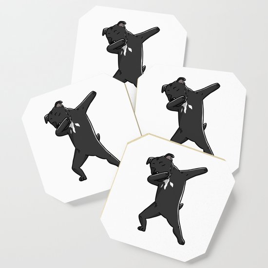 Staffordshire Bull Terrier Dog Black /& White Set of 4 Coasters