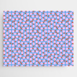 Modern Abstract Bubble Dance Pink And Blue Dots Jigsaw Puzzle