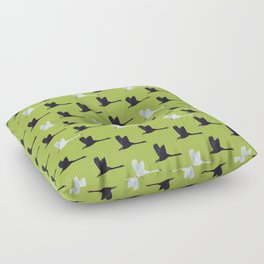 Flying Elegant Swan Pattern on Light Green Background Floor Pillow