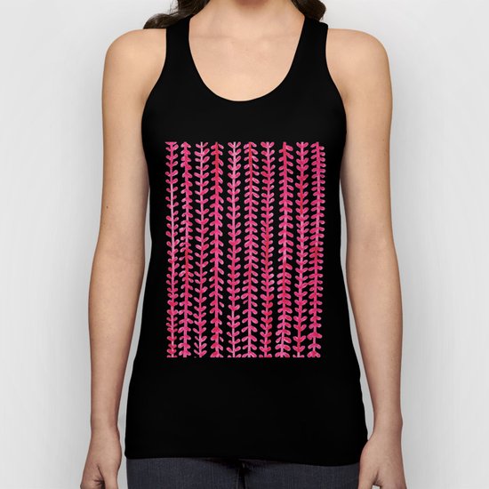 Watercolour Experimenting: Pink Leaves. Unisex Tank Top