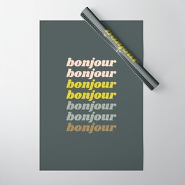 Bonjour in Pretty Pastels Wrapping Paper