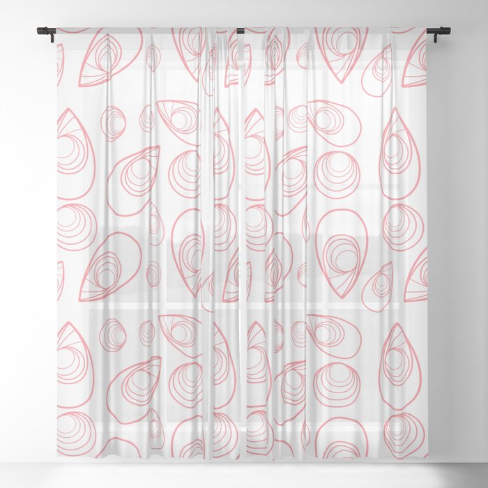 Mussels and Clams - Pink Sheer Curtain