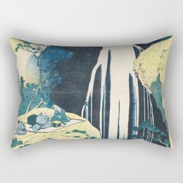 The Amida Falls in the far reaches of the kisokaido road Katsushika Hokusai. A traditional Japanese Ukyio-e style illustration of majestic Japan Falls Rectangular Pillow