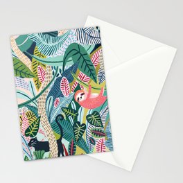 Jungle Sloth & Panther Pals Stationery Card